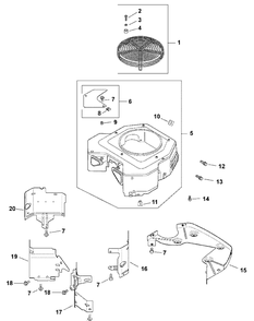 Kohler Cv750-0028 Blower Housing And Baffles Diagram and Parts List for M60-KH 53AH8CT6050-30HP-OHV Cub Cadet Lawn Tractor